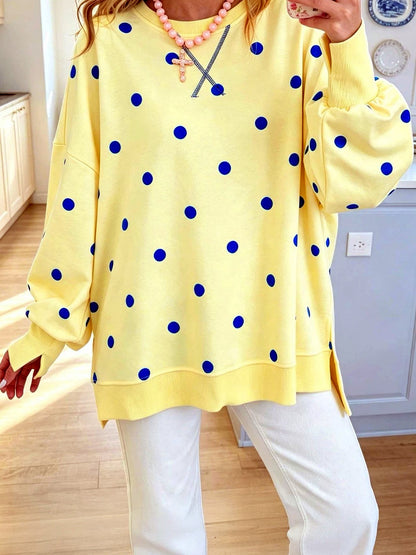 Women's Colorblock Printed Pullover Relaxed-Fit Long-Sleeve Top in Yellow - product view