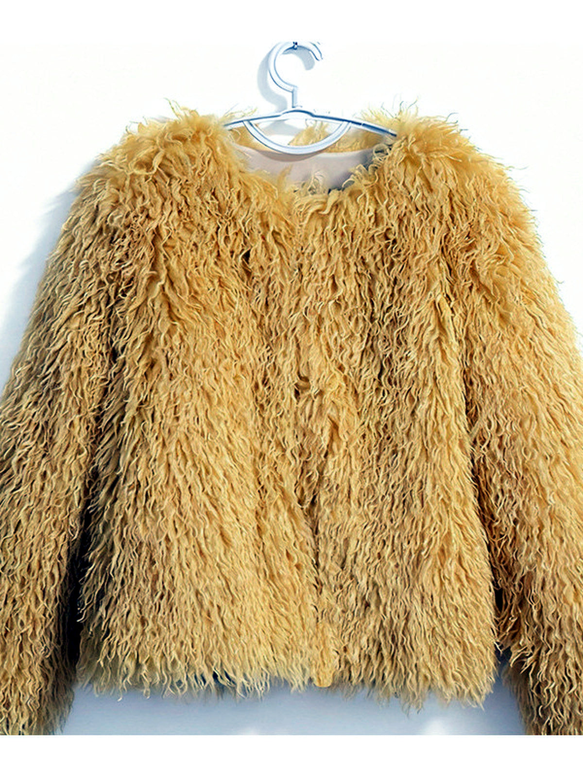 Crew-Neck Long-Sleeve Jacket in Yellow - product view