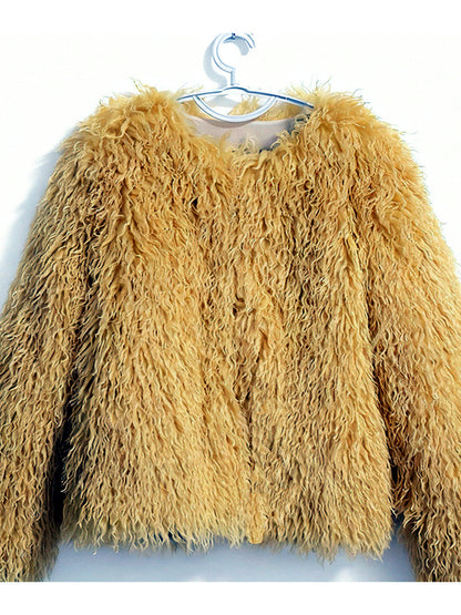 Crew-Neck Long-Sleeve Jacket in Yellow - product view