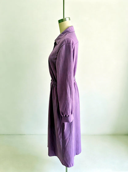 Women's Solid-Color Relaxed-Fit Slim-Fit Point-Collar Long-Sleeve Vacation Dress in 2 - product view