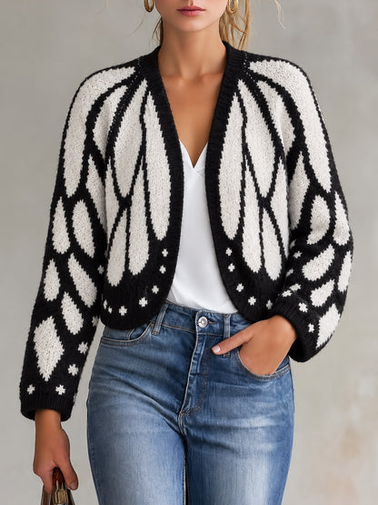 Knit Batwing-Sleeve Poncho