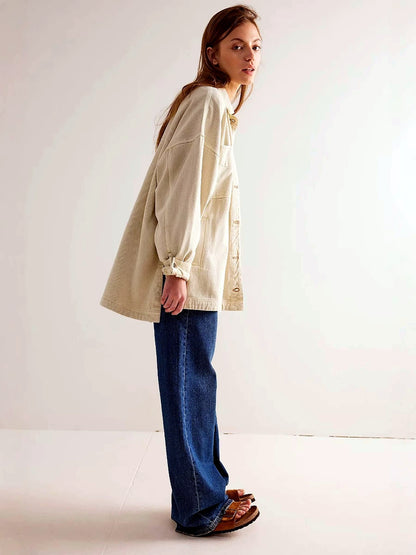 Women's Long Sleeve Open Front Blazer Cardigan Solid Color Casual Jacket - product detail view 1