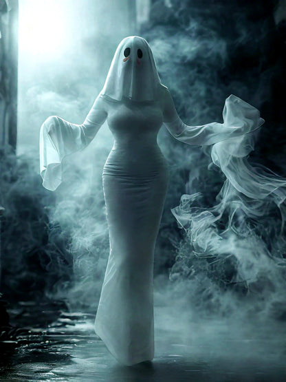 Women's Halloween Ghost-Inspired Cosplay Dress - product detail view 5