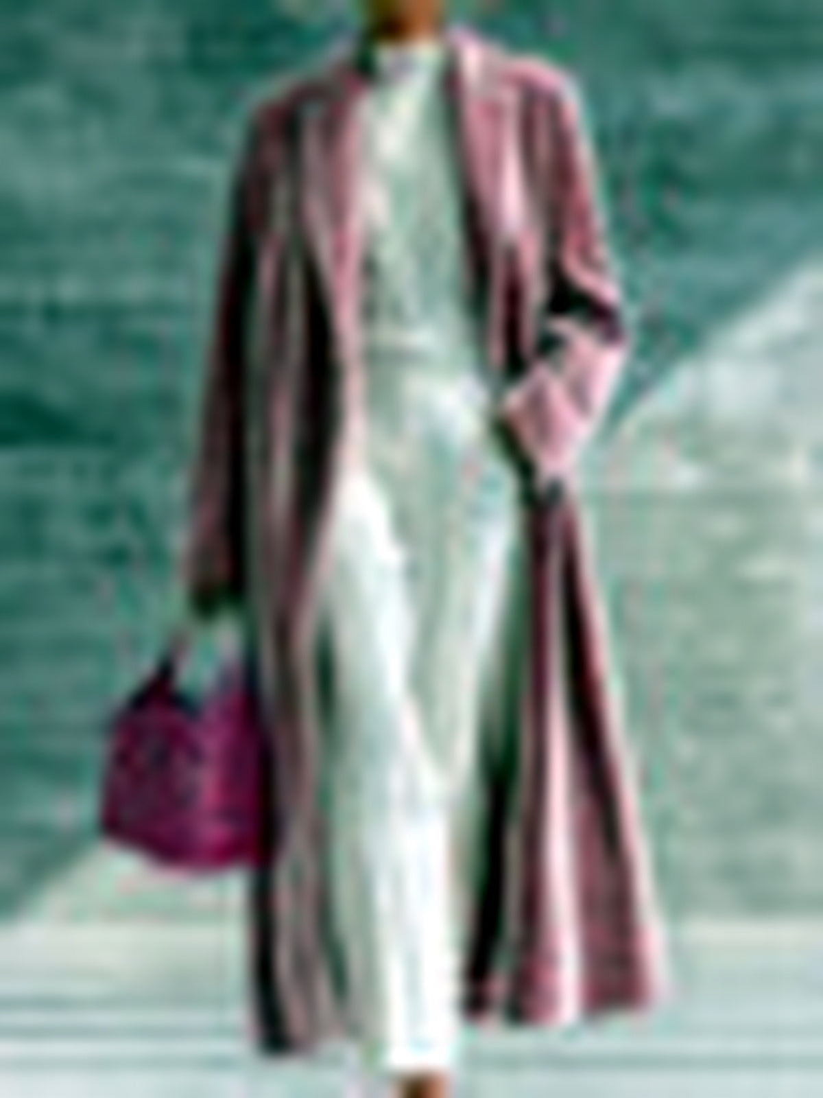 Women's Velvet Knit Solid-Color Point-Collar Relaxed-Fit Long-Sleeve Cardigan in Red - product view