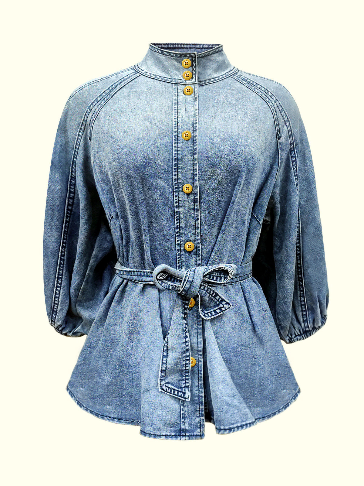 Denim Button-Front Relaxed-Fit Shirt - product detail view 3