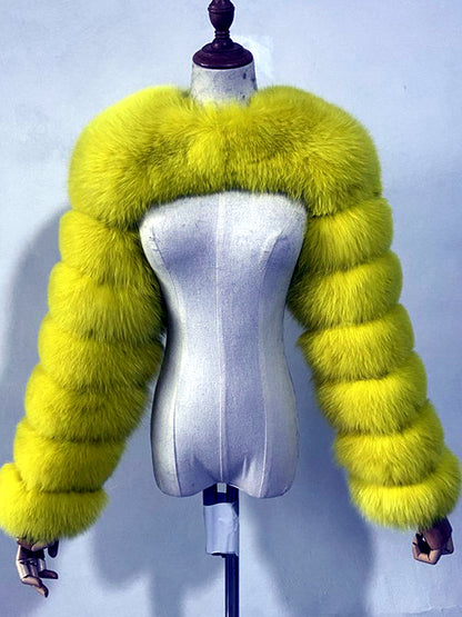 Patchwork Long-Sleeve Jacket in Yellow - product view