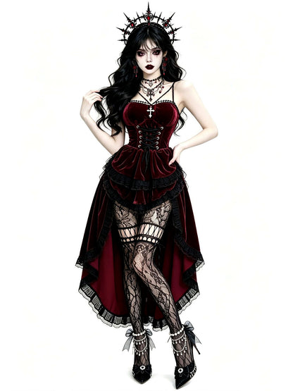 Women's Halloween Vampire-Inspired Velvet Costume - product detail view 5