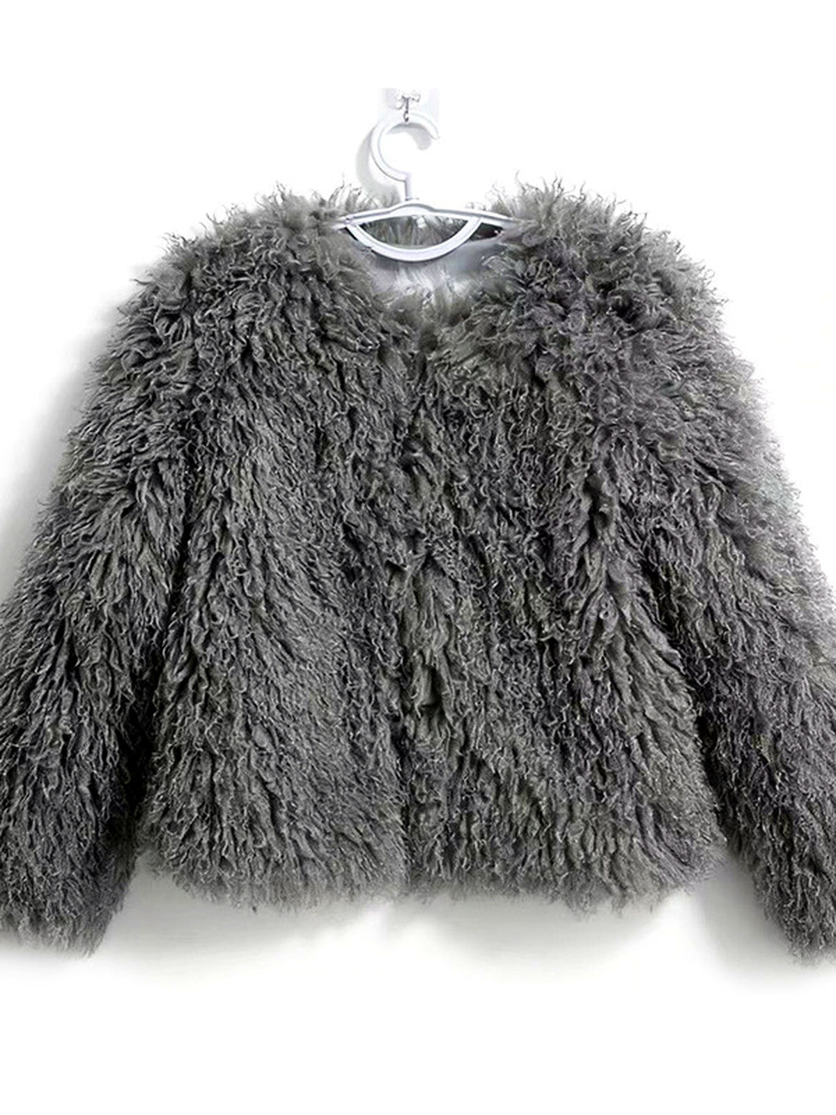 Crew-Neck Long-Sleeve Jacket in Gray - product view