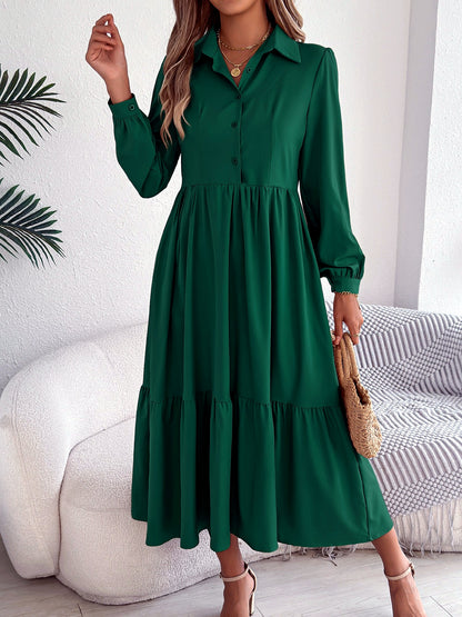 Women's Solid-Color Relaxed-Fit High-Waist Point-Collar Long-Sleeve Streetwear Shirt - product detail view 1