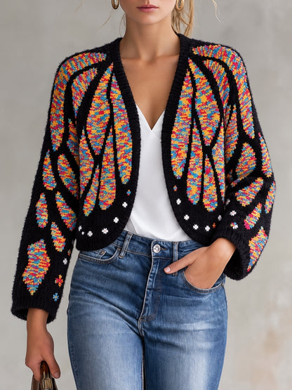 Knit Batwing-Sleeve Poncho