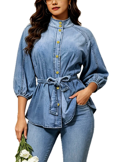 Denim Button-Front Relaxed-Fit Shirt - product detail view 4