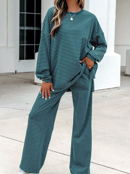 Women's Striped Printed Two-Piece Set - product detail view 1