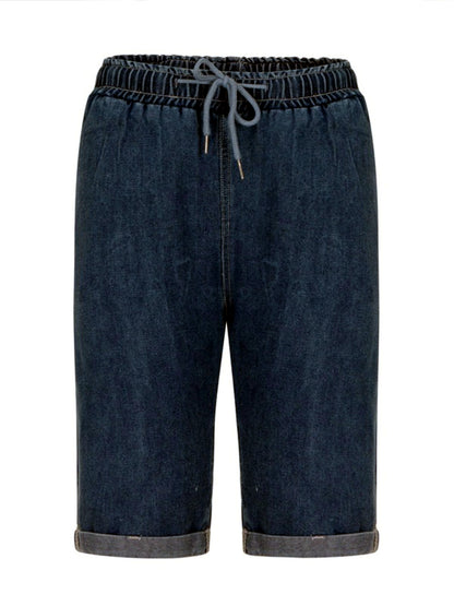 Women's High Waist Distressed Denim Bermuda Shorts Raw Hem Ripped Jeans Straight-Leg Relaxed-Fit Shorts - product detail view
