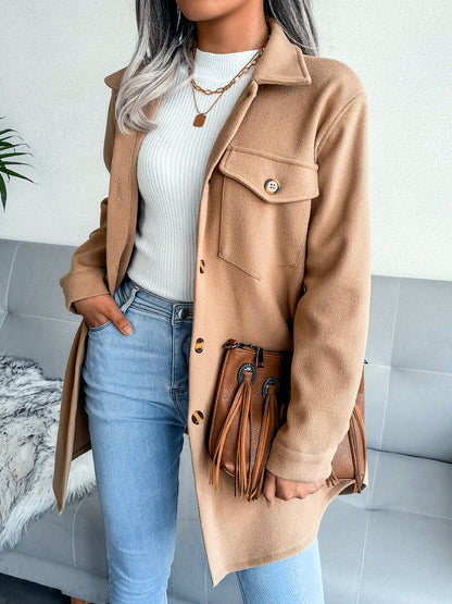 Women's Long Sleeve Open Front Blazer Cardigan Solid Color Casual Woven-Panel Straight-Leg Button-Front Point-Collar Pocket