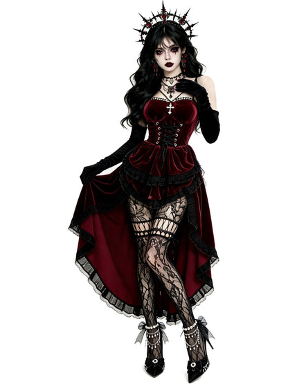 Women's Halloween Vampire-Inspired Velvet Costume - product detail view 6