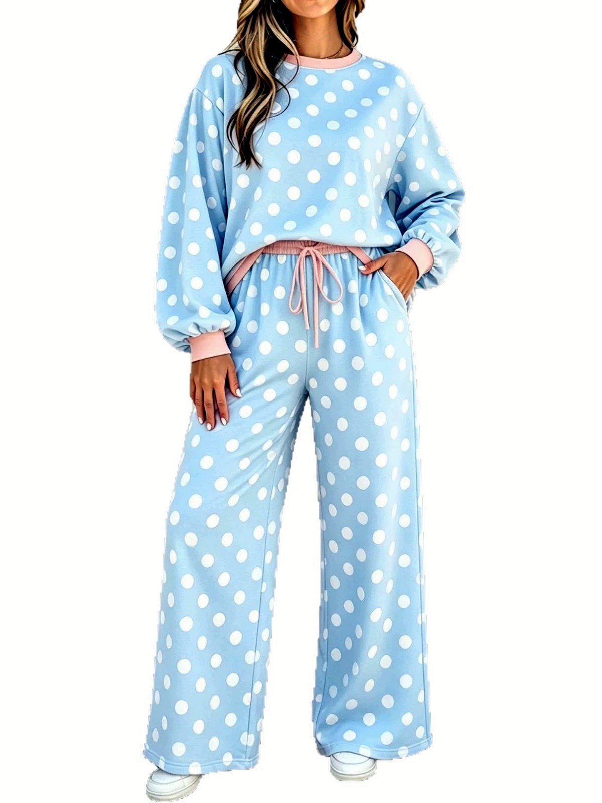 Women's Printed Relaxed-Fit High-Waist Top & Pants Set - product detail view 1