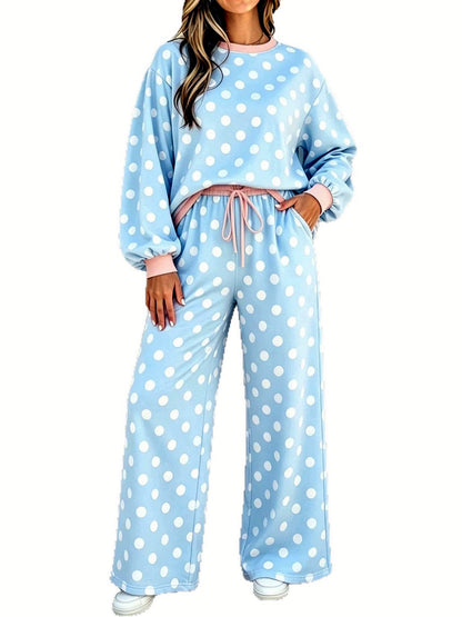 Women's Printed Relaxed-Fit High-Waist Top & Pants Set - product detail view 1