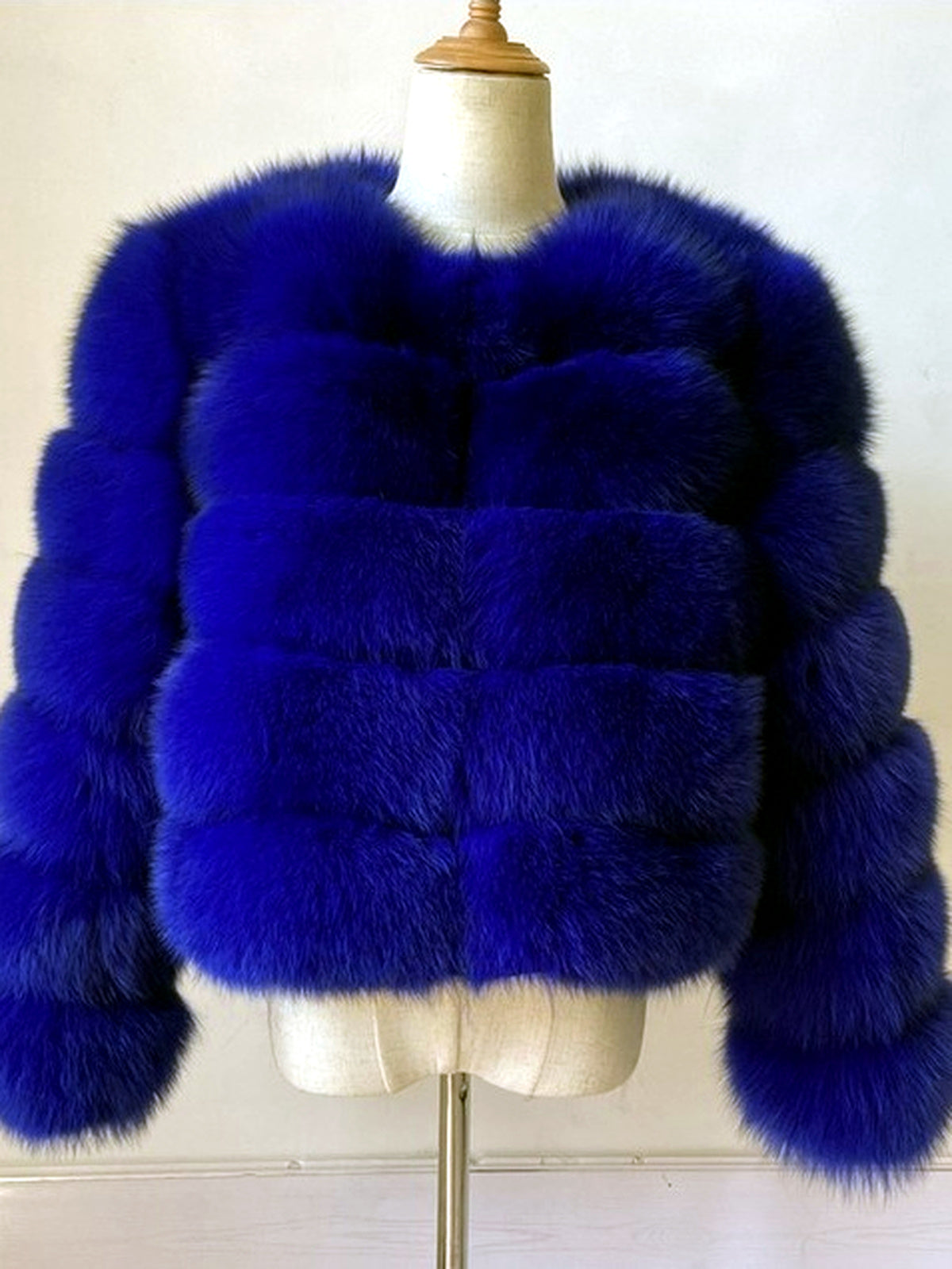 Women's Jacquard Patchwork Long-Sleeve Jacket in Blue - product view