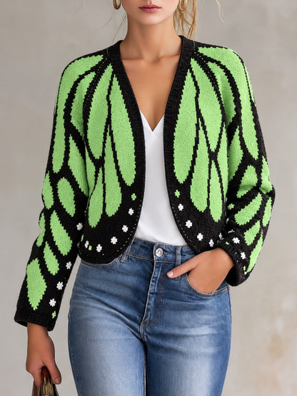 Knit Batwing-Sleeve Poncho