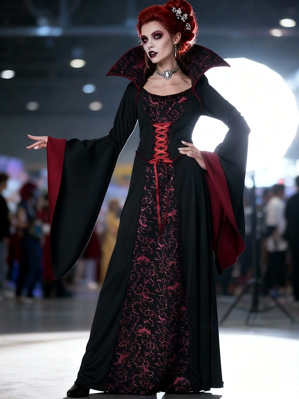Women's Halloween Witch-Inspired Vampire-Inspired Cosplay Dress - product detail view 7