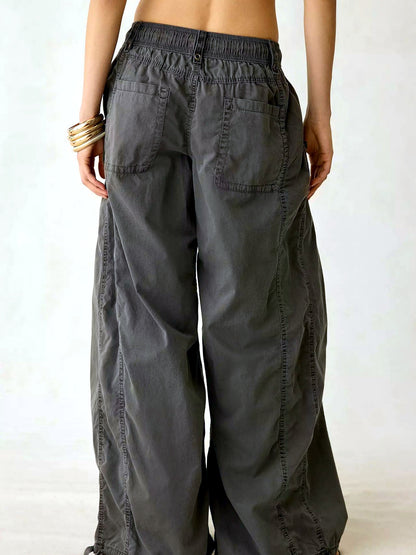 Women's Elastic Waist Wide Leg Pants Loose Casual Fall Winter Trousers - product detail view 5