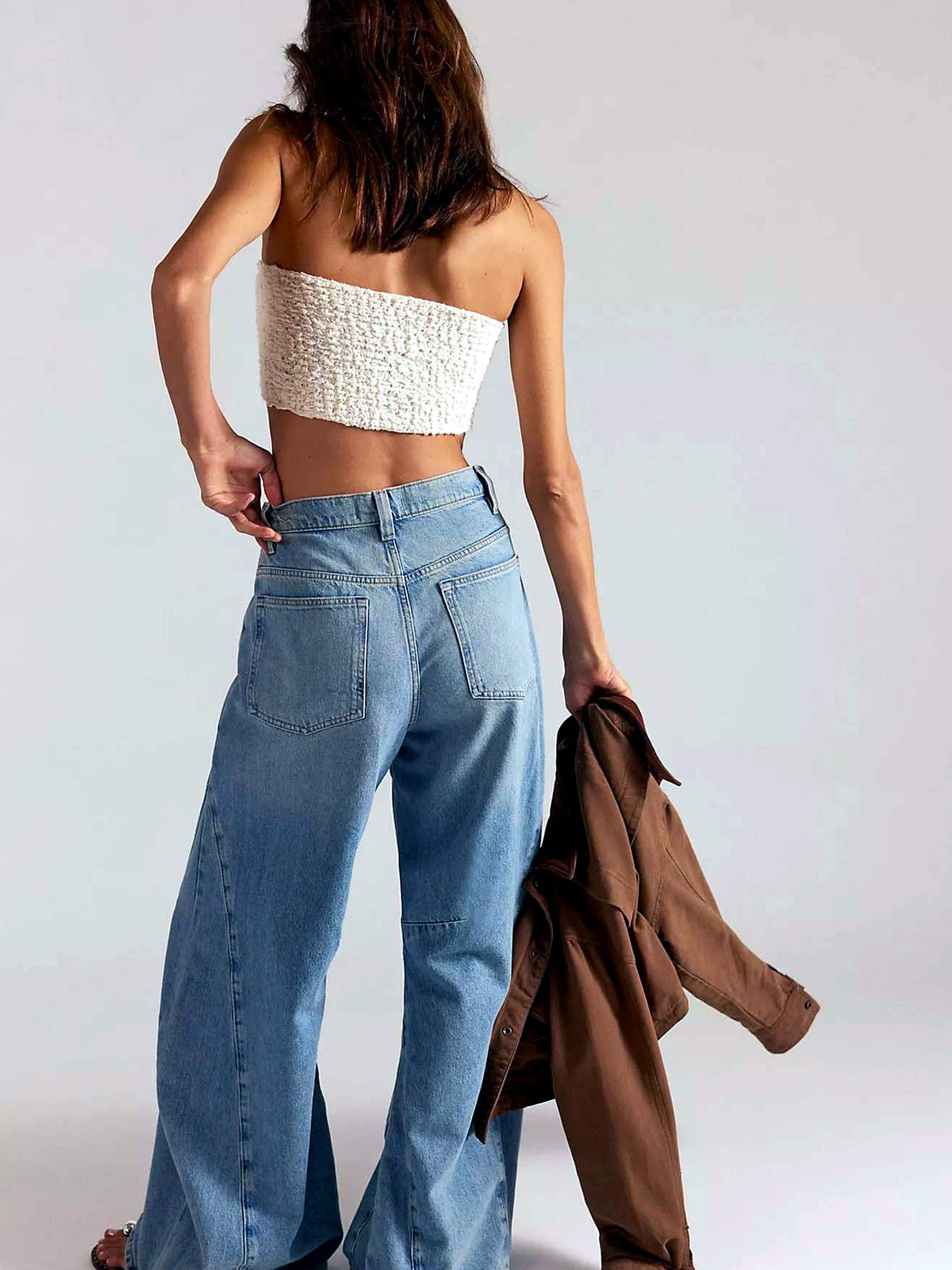 Women's Denim High-Waist Wide-Leg Vintage-Inspired Washed Straight-Leg Relaxed-Fit Jeans - product detail view 4