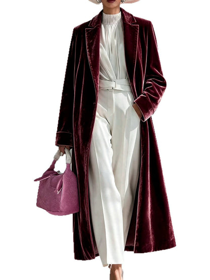 Women's Velvet Knit Solid-Color Point-Collar Relaxed-Fit Long-Sleeve Cardigan - product detail view 2