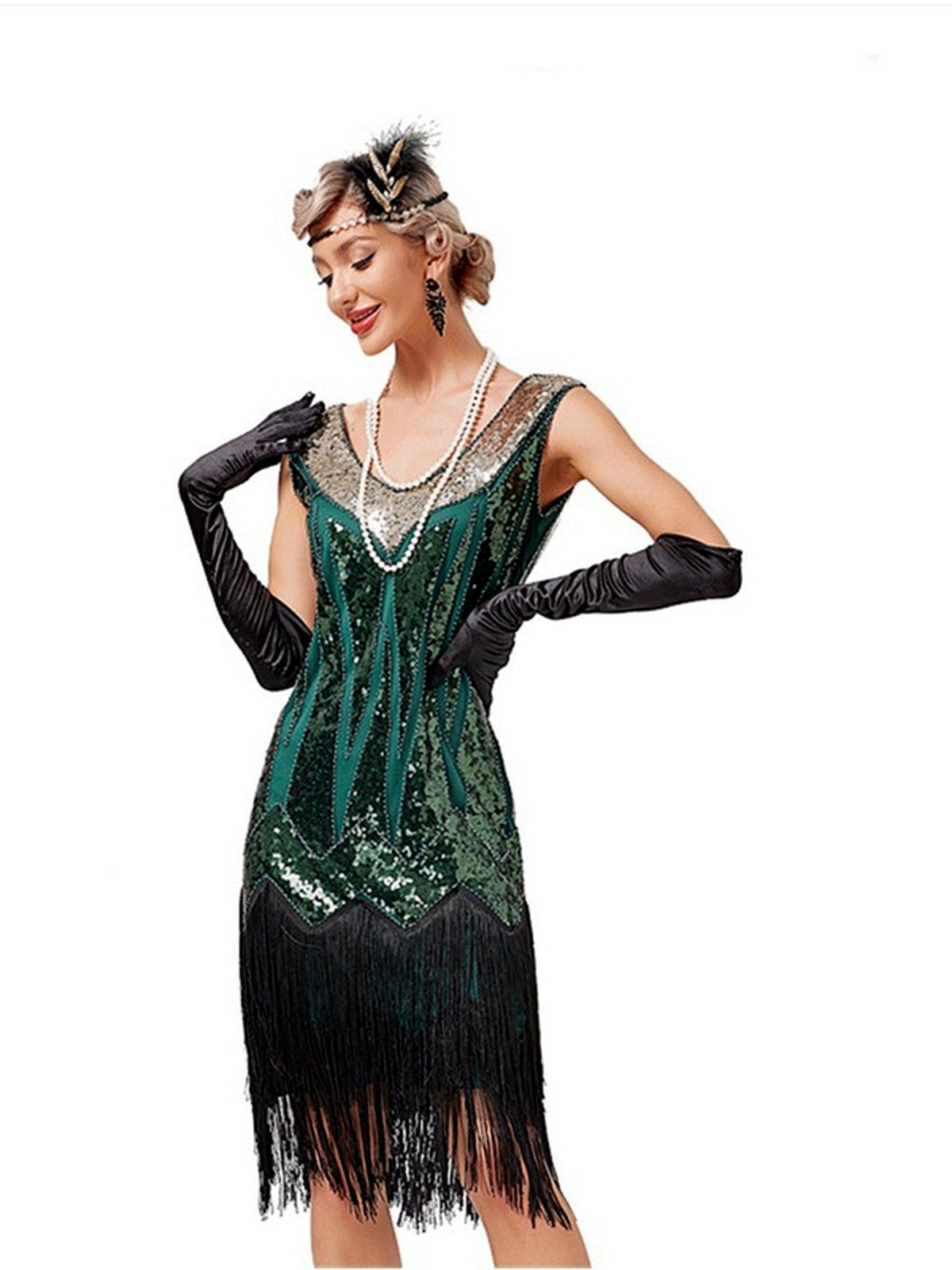 Women's V-Neck Vintage-Inspired Dress - product detail view 5