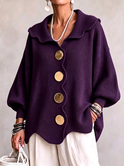 Women's V-Neck Long-Sleeve Top in Purple - product view