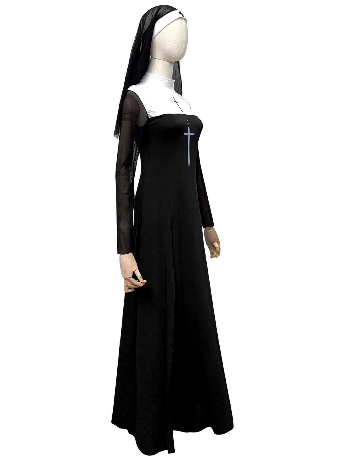 Women's Halloween Gothic-Nun Cosplay Chain-Strap Top & Skirt Set - product detail view 6