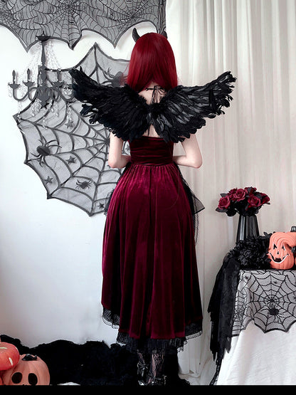 Women's Halloween Witch-Inspired Vampire-Inspired Lace-Trim Dress - product detail view 6