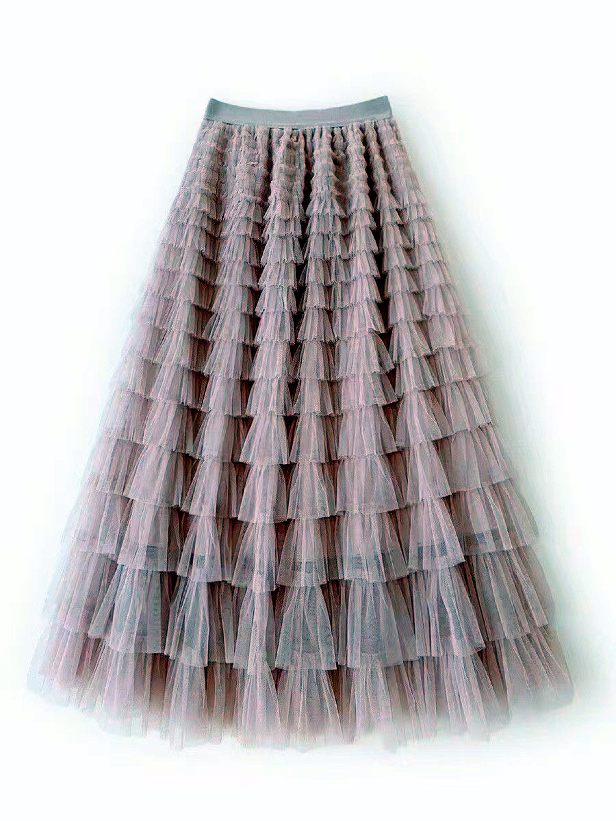 Women's Solid-Color Patchwork Longline Stretch Midi High-Waist Skirt in Red - product view