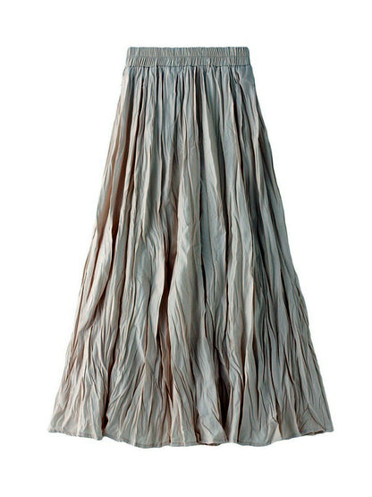 Women's Patchwork Stretch Midi Mid-Length Ruched Skirt in Apricot - product view