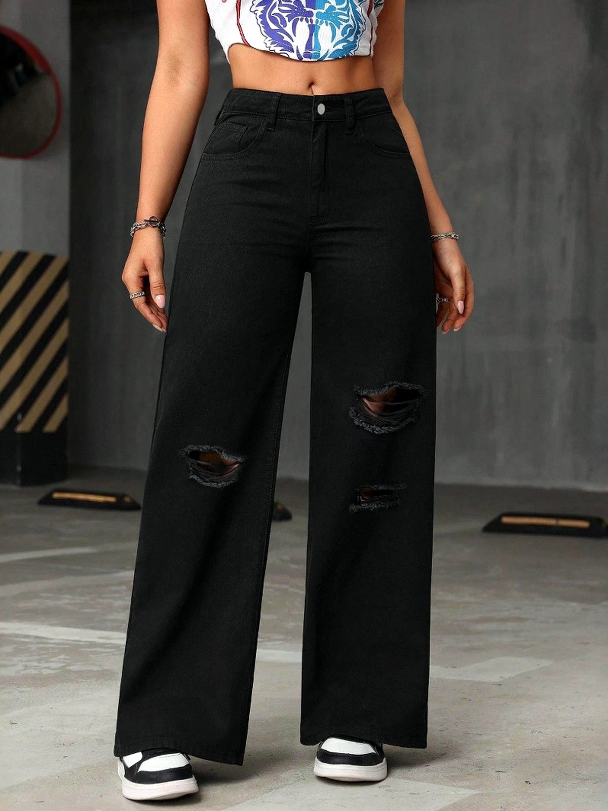Women's Light Wash Wide Leg Jeans, Loose Full Length Denim Pants in Multiple Colors