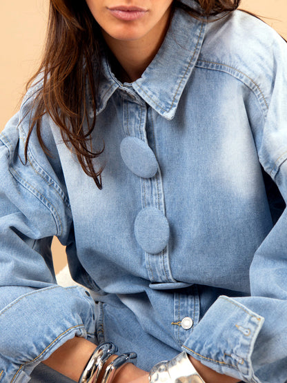 Women's Denim Relaxed-Fit Long-Sleeve Shirt - product detail view 6