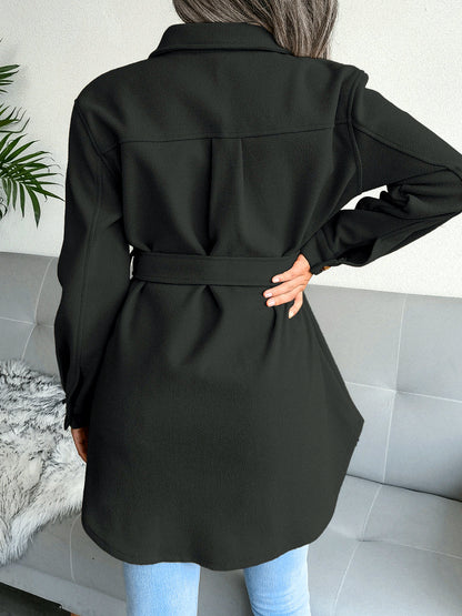Women's Long Sleeve Open Front Blazer Cardigan Solid Color Casual Woven-Panel Straight-Leg Button-Front Point-Collar Pocket
