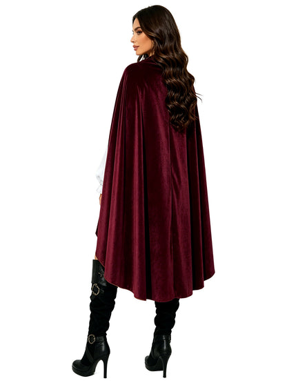 Women's Halloween Cosplay Medieval-Inspired Velvet Stand-Collar Vintage-Inspired Poncho - product detail view 5