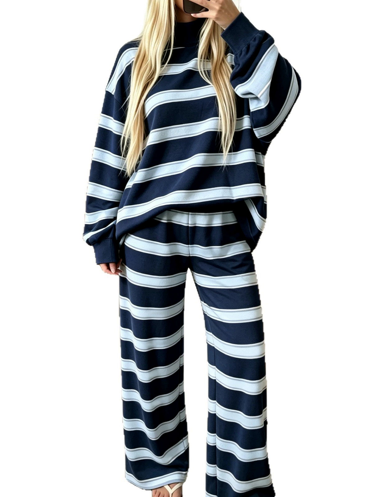 Women's Striped Printed Two-Piece Set - product detail view 1