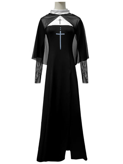Women's Halloween Gothic-Nun Cosplay Chain-Strap Top & Skirt Set - product detail view 7