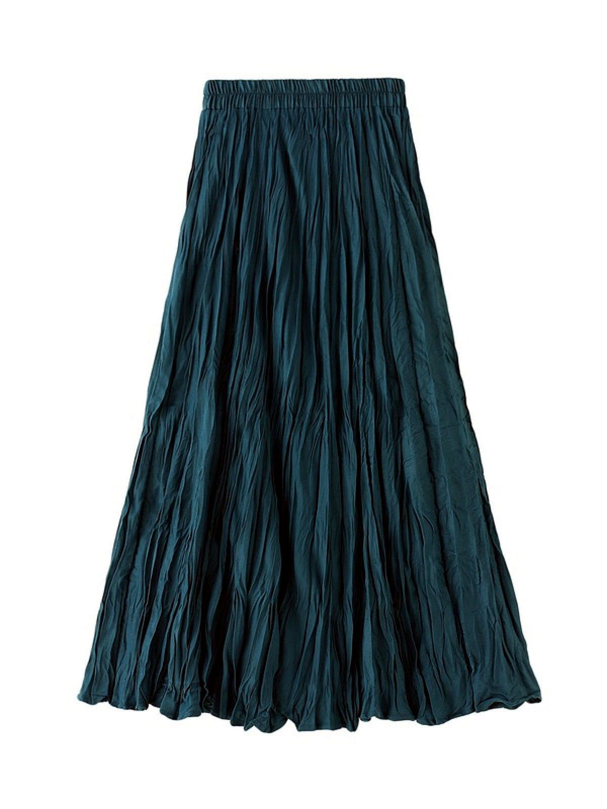 Women's Patchwork Stretch Midi Mid-Length Ruched Skirt in Blue - product view
