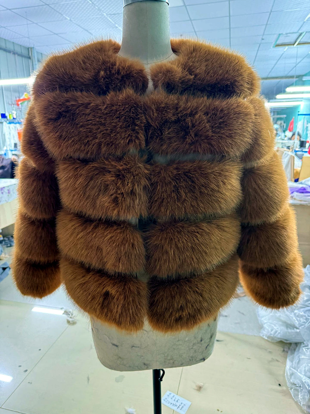 Women's Jacquard Patchwork Long-Sleeve Jacket in Camel - product view