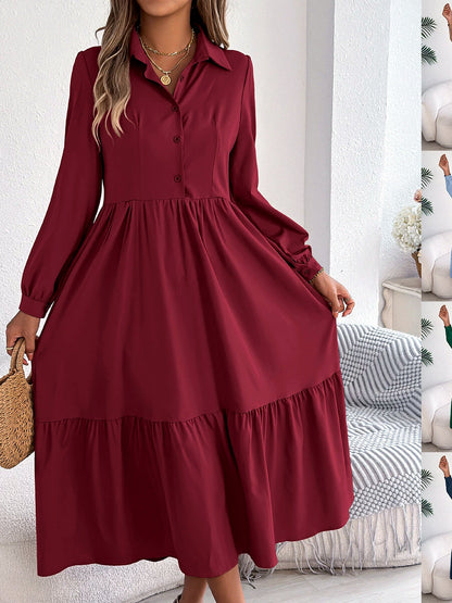 Women's Solid-Color Relaxed-Fit High-Waist Point-Collar Long-Sleeve Streetwear Shirt - product detail view 5
