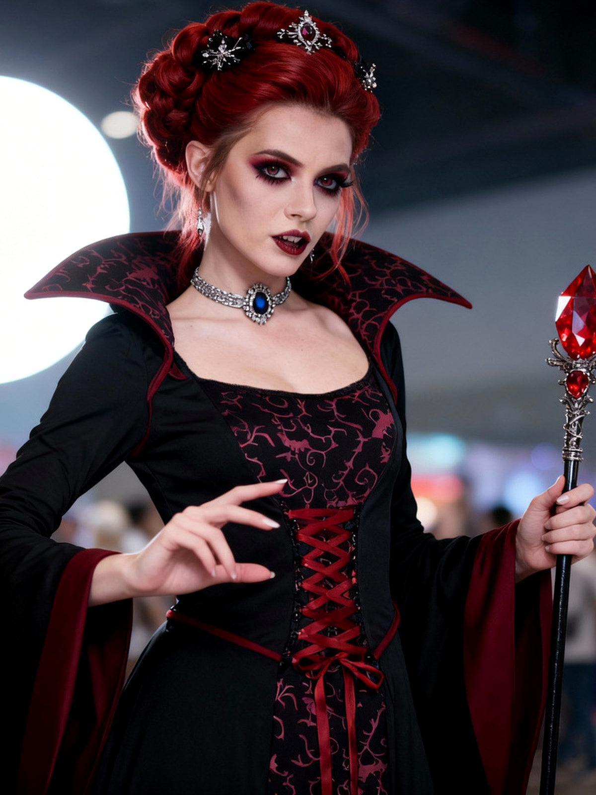 Women's Halloween Witch-Inspired Vampire-Inspired Cosplay Dress - product detail view 9