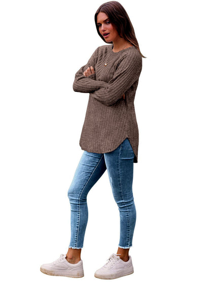 Women's Crew-Neck Relaxed-Fit Slim-Fit Long-Sleeve Top - product detail view 3