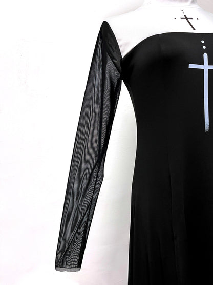 Women's Halloween Gothic-Nun Cosplay Chain-Strap Top & Skirt Set - product detail view 8