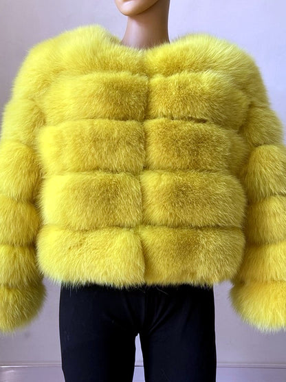 Women's Jacquard Patchwork Long-Sleeve Jacket in Yellow - product view