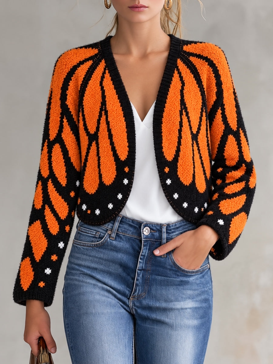 Knit Batwing-Sleeve Poncho