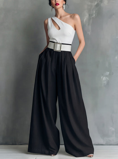 Women's High Waisted Wide Leg Pants - Elegant Pleated Flowy Palazzo Trousers