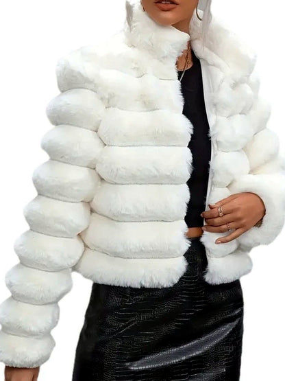 Women's Faux-Fur Long-Sleeve Coat - product detail view 7