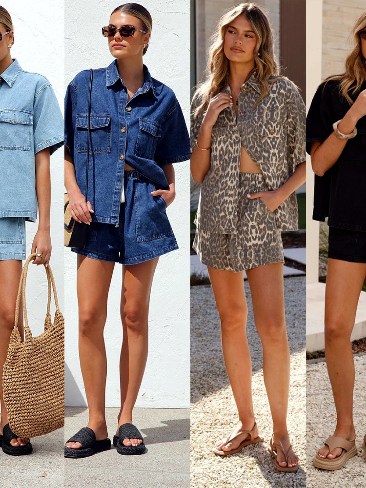 Women's Relaxed Short Sleeve Button-Up Shirt & Drawstring Shorts Two-Piece Set - product detail view 7